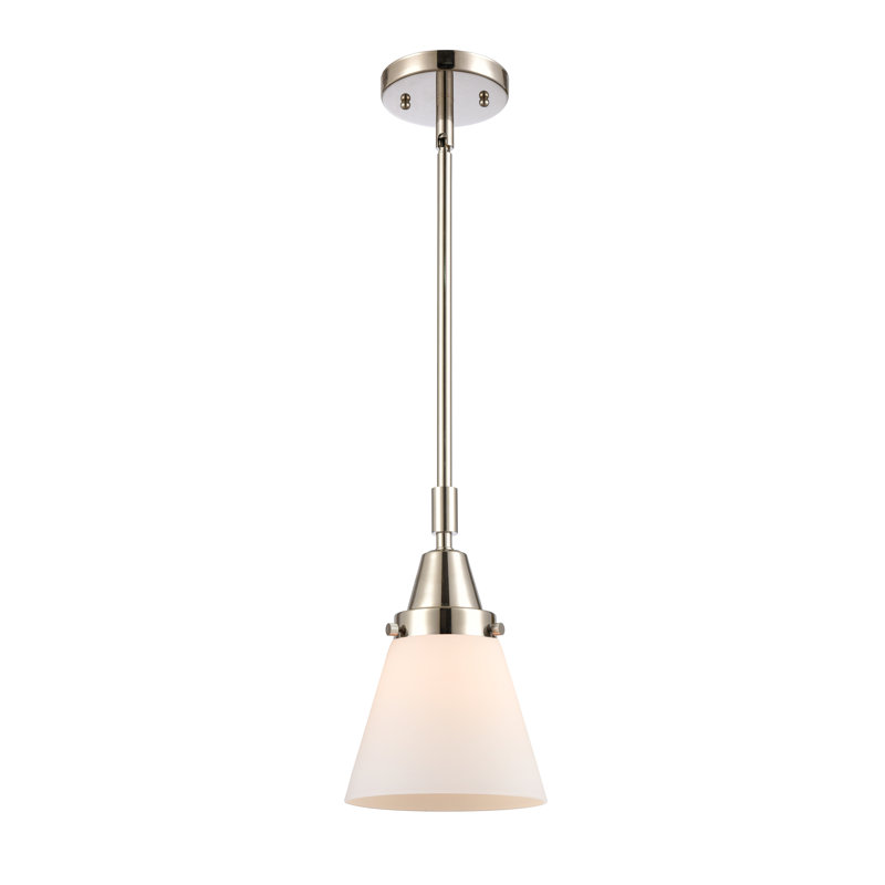 Luminaire suspendu conique 1 lumière Xaniah, Blanc mat, H 42,12 po x l 6 po x P 6 po, Nickel poli