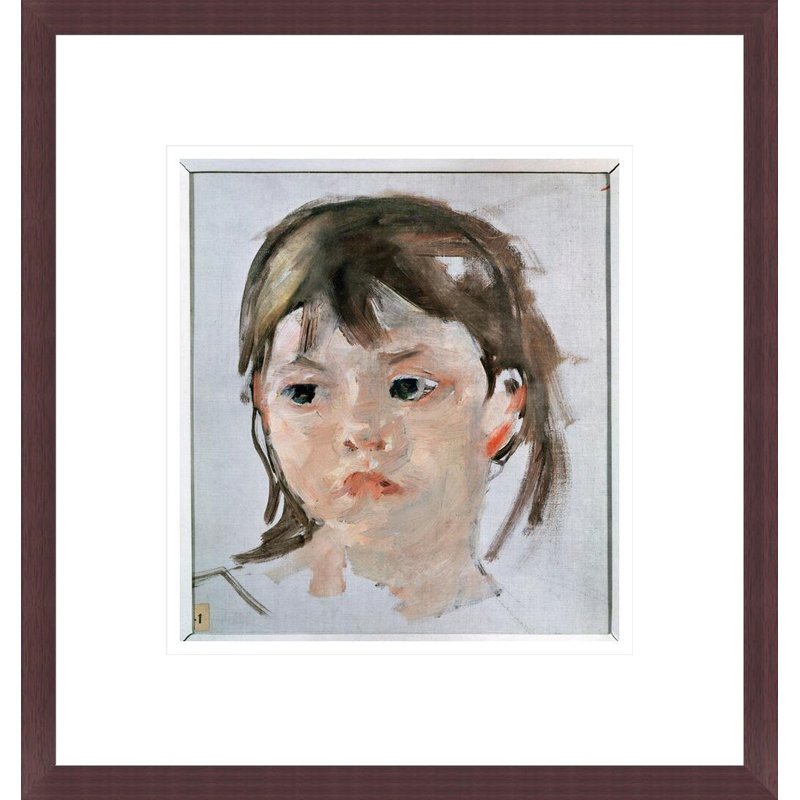 Head of a Young Girl (oil on canvas) by Mary Cassatt -Framed Giclee Print, H 14,53 po x l 13,75 po