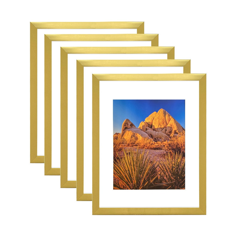 Cadre photo doré en panneau de fibres à densité moyenne avec vitrage PS, affichage 11 x 14 pouces