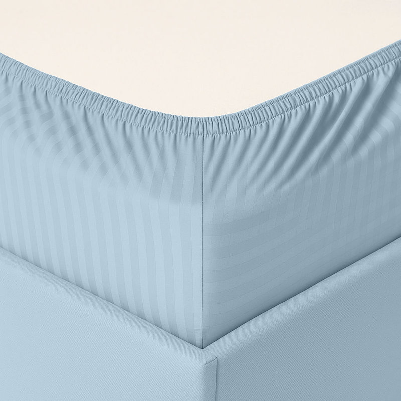 Ensemble de draps 100% coton 1000 fils Milan Collection, Ensemble de draps pour grand lit avec 2 taies d'or, Bleu rayé