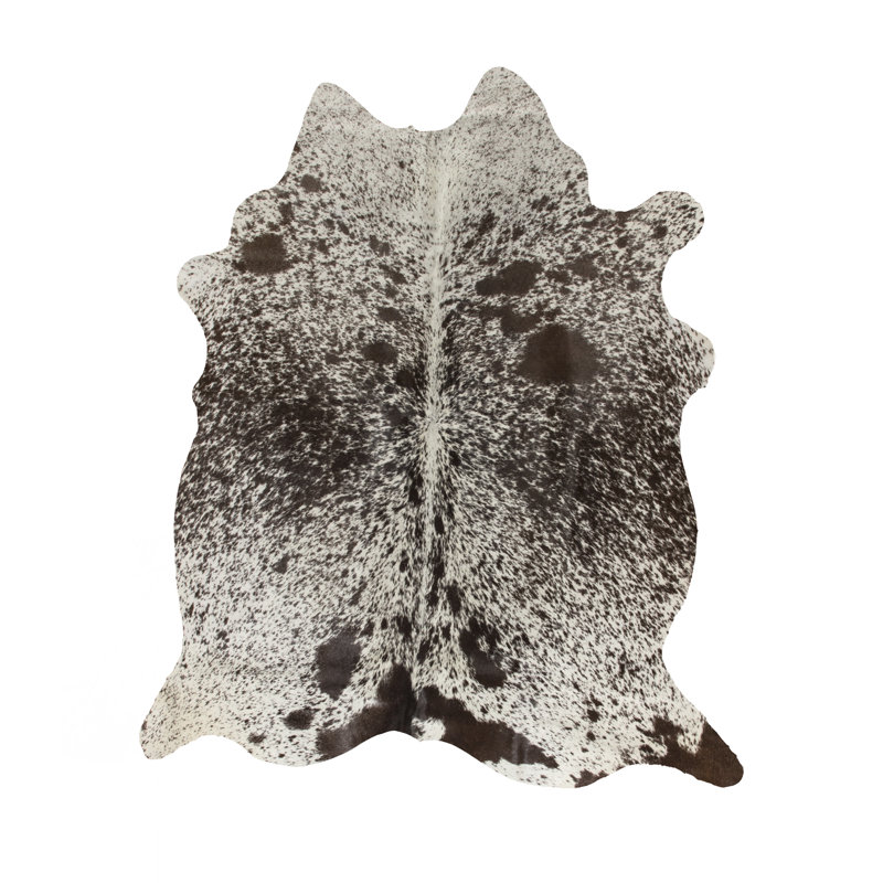 Brown and White Cowhide Handmade Area Rug, 5' x 7'