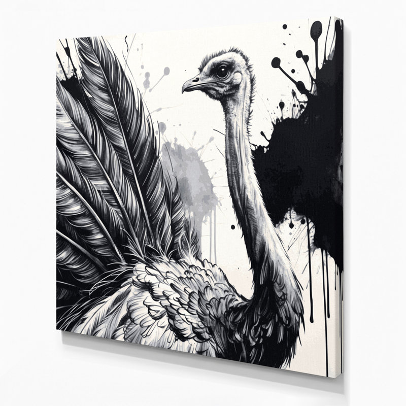 Faune autruche grise, art mural sur toile, H 12 po x l 12 po