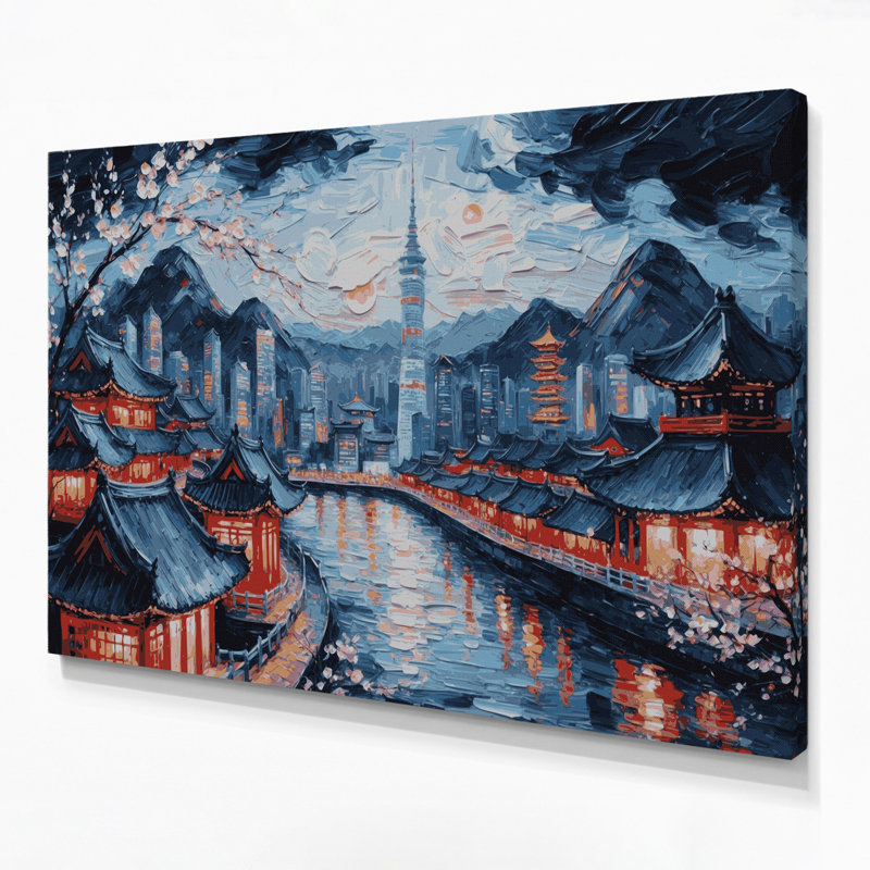 Art mural sur toile gris, "Cities Séoul", H 11 po x l 14 po