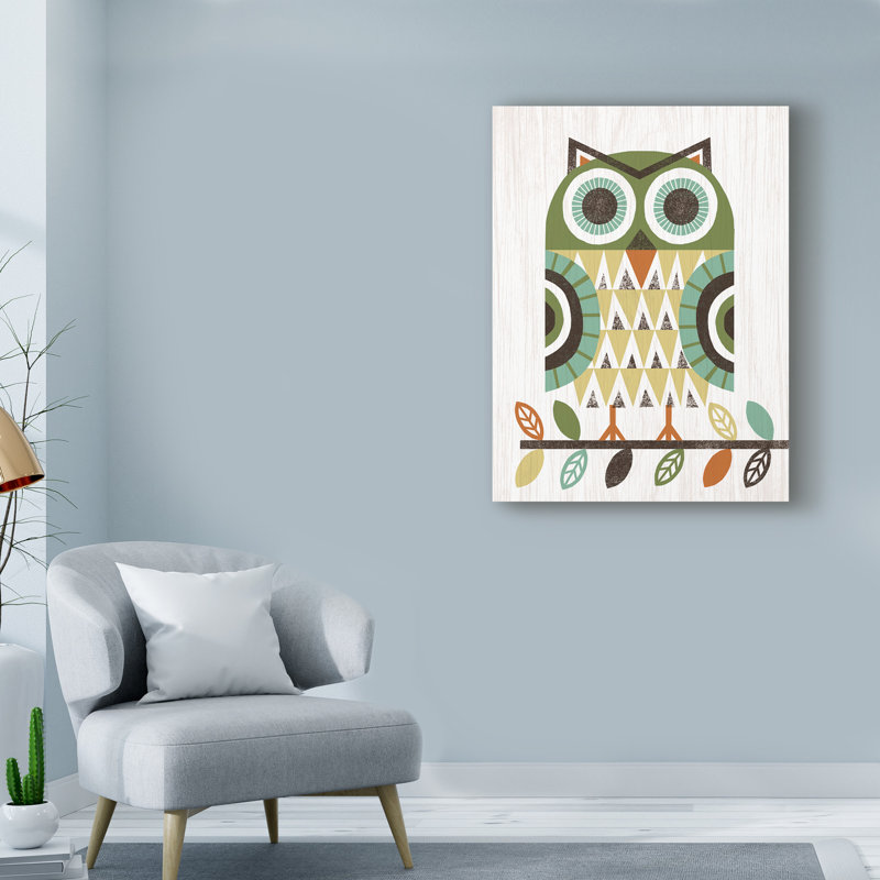 « folking hibou earth », art sur toile, H 19 po x l 14 po x P 2 po