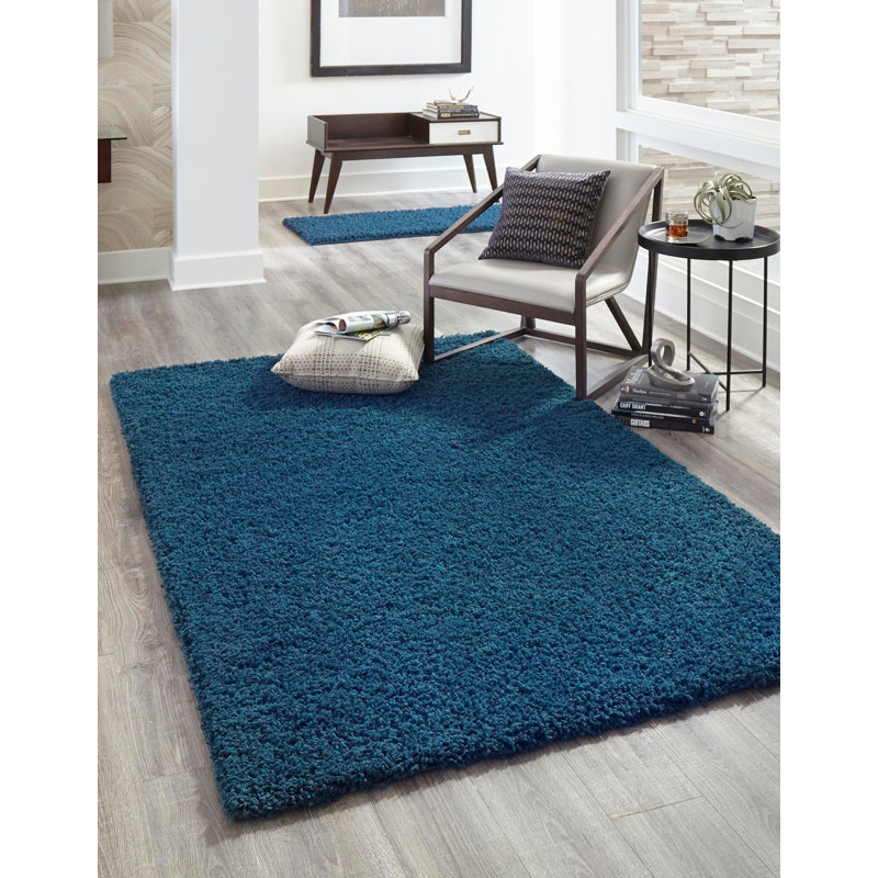 Tapis Santosha à poils longs, Rectangle 3 pi 1 po x 5 pi 3 po, Sapphire Blue
