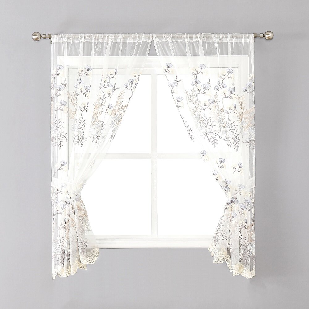 One Allium Way Wiegand Floral Semi Sheer Single Curtain Panel Wayfair