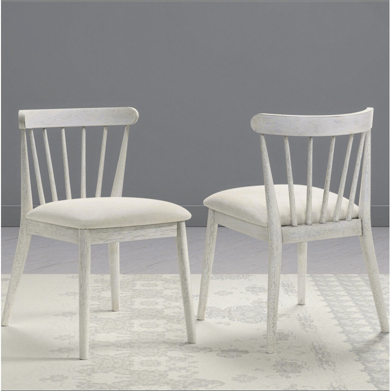2-Piece Rustic Dining Side Chair Set, Solid Wood Frame, Farmhouse Design, Easy Assembly, White