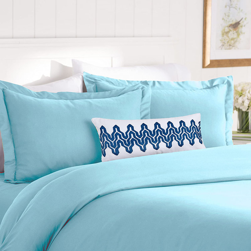 Ensemble de housse de couette en microfibre, Housse de couette simple + 1 taie décorative stan, Aqua