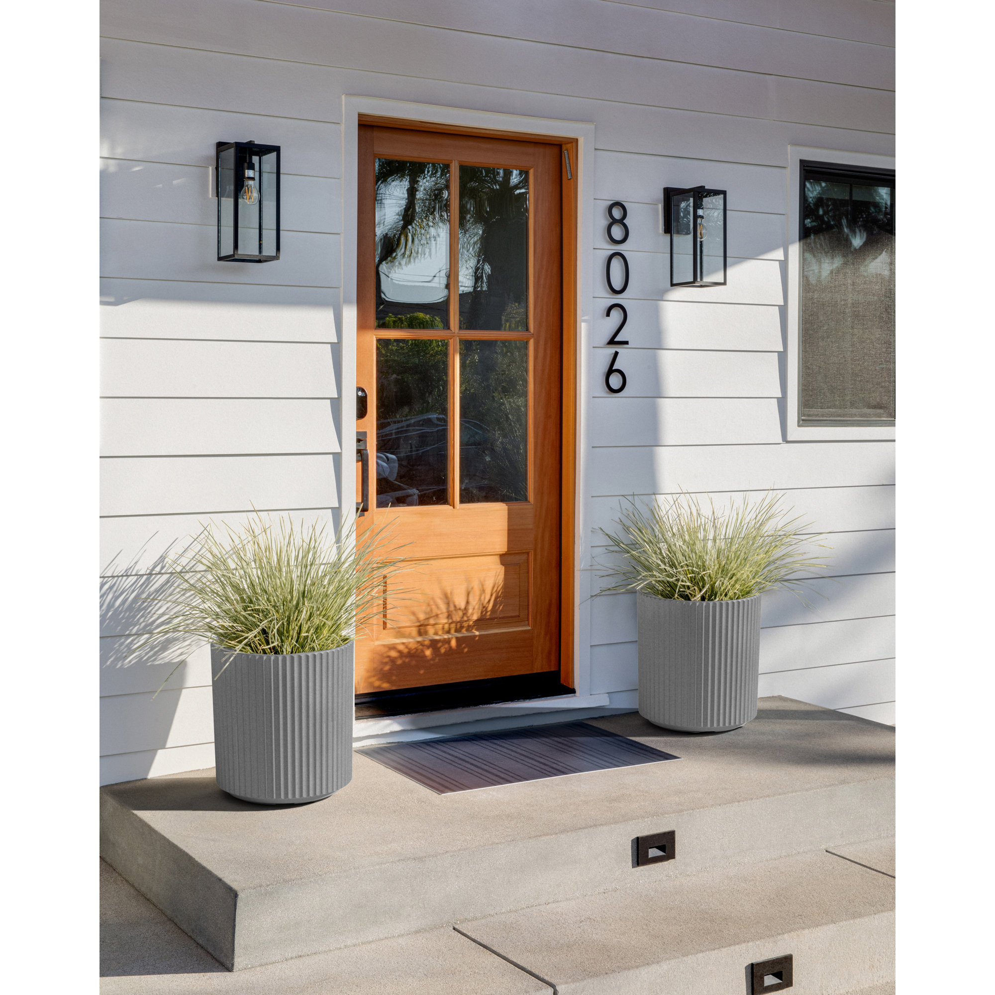 Demi Series Round Planter, 19.75" H x 18.5" W x 18.5" D, 2, Gray