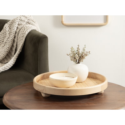 Planche Woven Rattan Round Footed Tray