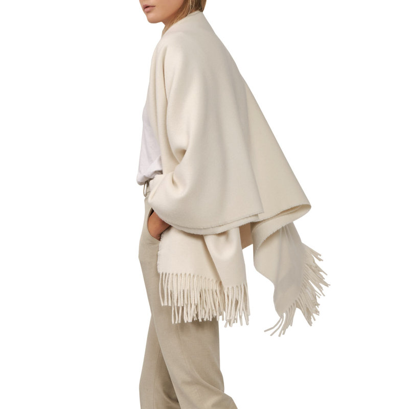Pure Cashmere Hand Woven Throw Blanket, Milk