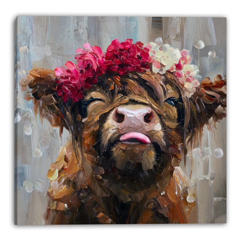 Art mural sur toile Highland Cow, L 20 po x H 20 po x P 1,5 po