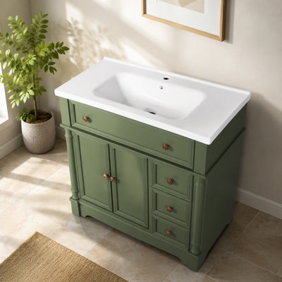 Lavabo 35,6 "en céramique blanche, seulement évier en céramique, sans armoire