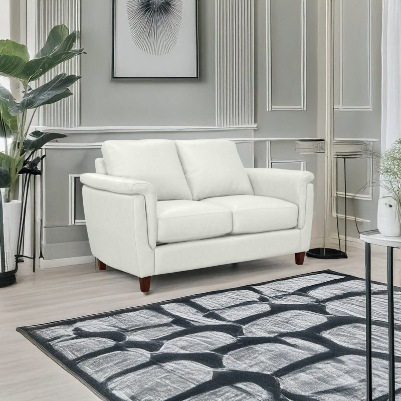  Causeuse en cuir véritable 57 po Rambrij, Blanc