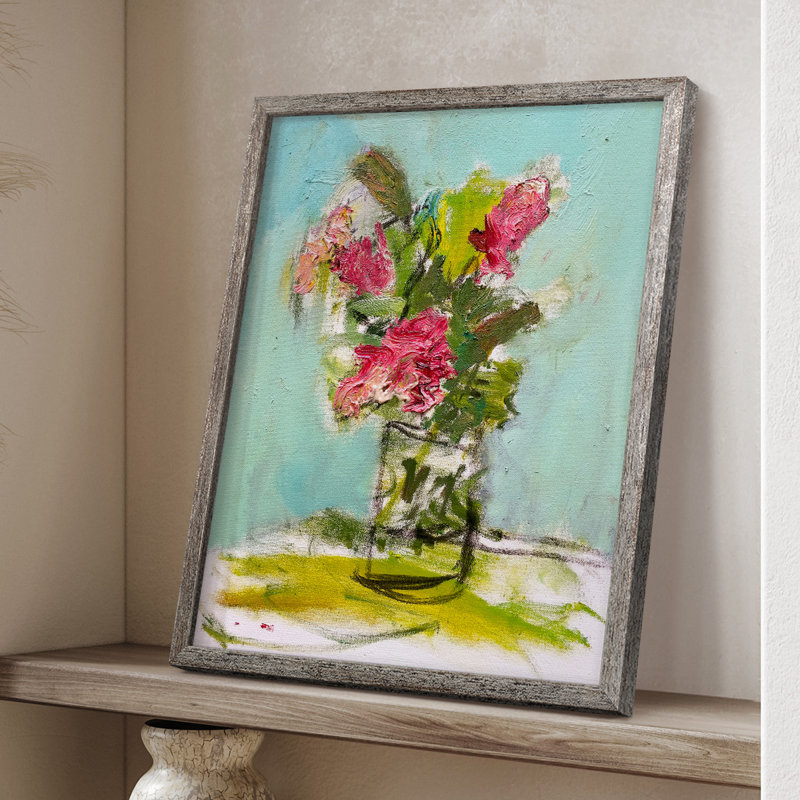 Turquoise Lilly, reproduction encadrée - bois massif, H 11 po x l 9 po