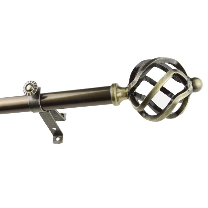 Tringle à rideaux simple Arnes, l 66 à 120 po, Laiton antique