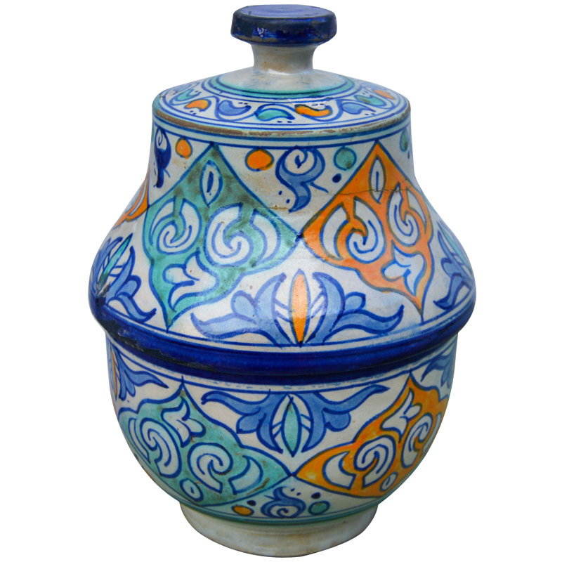 Bol décoratif en céramique mauresque en bleu / orange / blanc