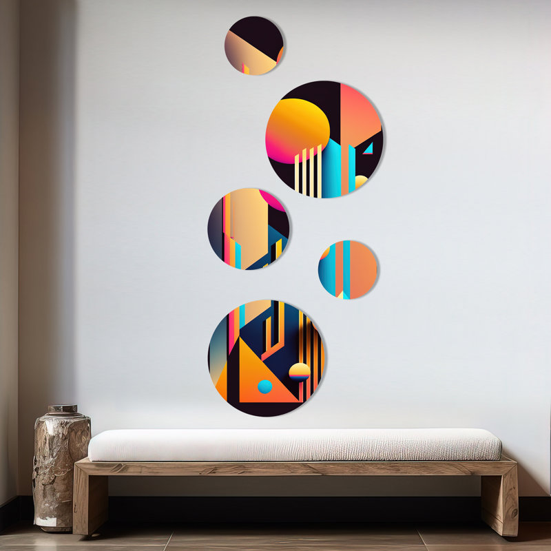 Ensemble de 5 décorations murales graphiques rétro III