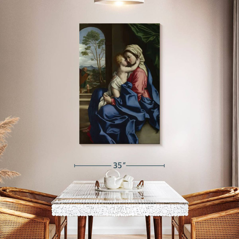 Leisha, la Vierge et l'enfant embrassant, H 39 po x l 26 po