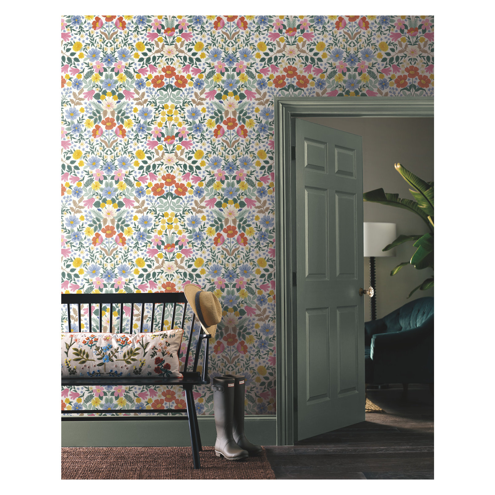 Bramble Garden 20" L x 27" W Peel and Stick Wallpaper Roll, White
