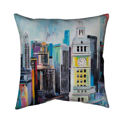 Colorful Cityscape of Manhattan - Retro Places Throw Pillow