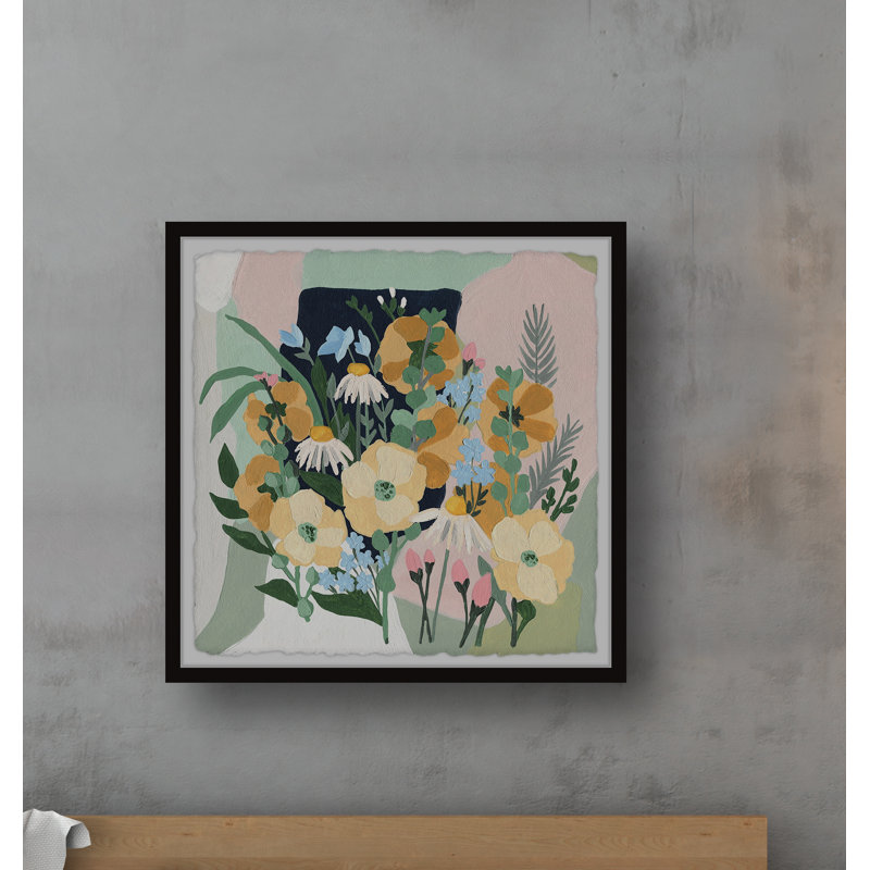 Reproduction d’art sur papier encadrée « Wild Poppies » par Parvez Taj, H 12 po x l 12 po x P 1,5 po