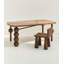 Table de salle à manger artistique rétro en bois massif de style rétro avec pieds de forme irrégulière-110904657