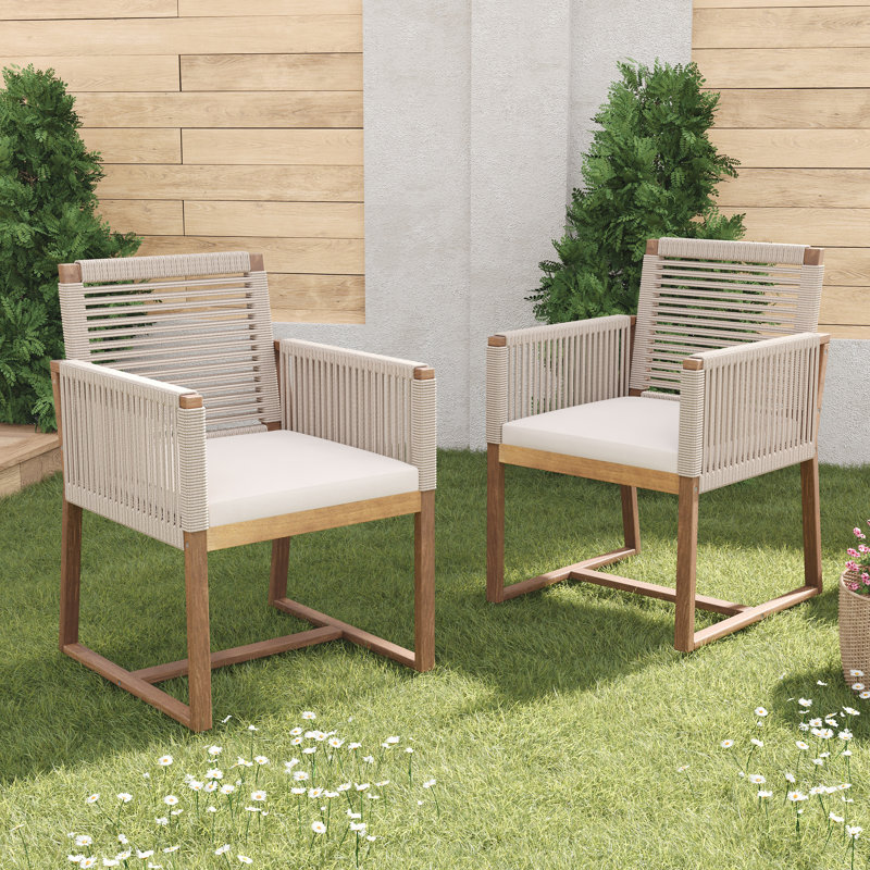 Chaises de patio en bois d'acacia Reese, Brun pâle