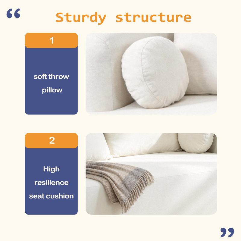 Canapé en boîte robuste et robuste, Chenille beige