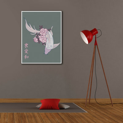 «Japanese Art Style Dessin Koi Fish 2» par Sabrina Balbuena, art mural sur toile, 26 po x 34 po