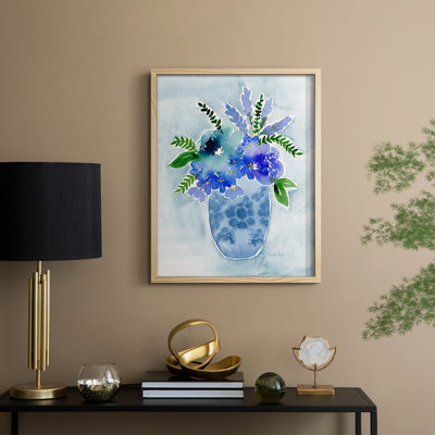 Blue Bouquet I Framed Print - Solid Wood
