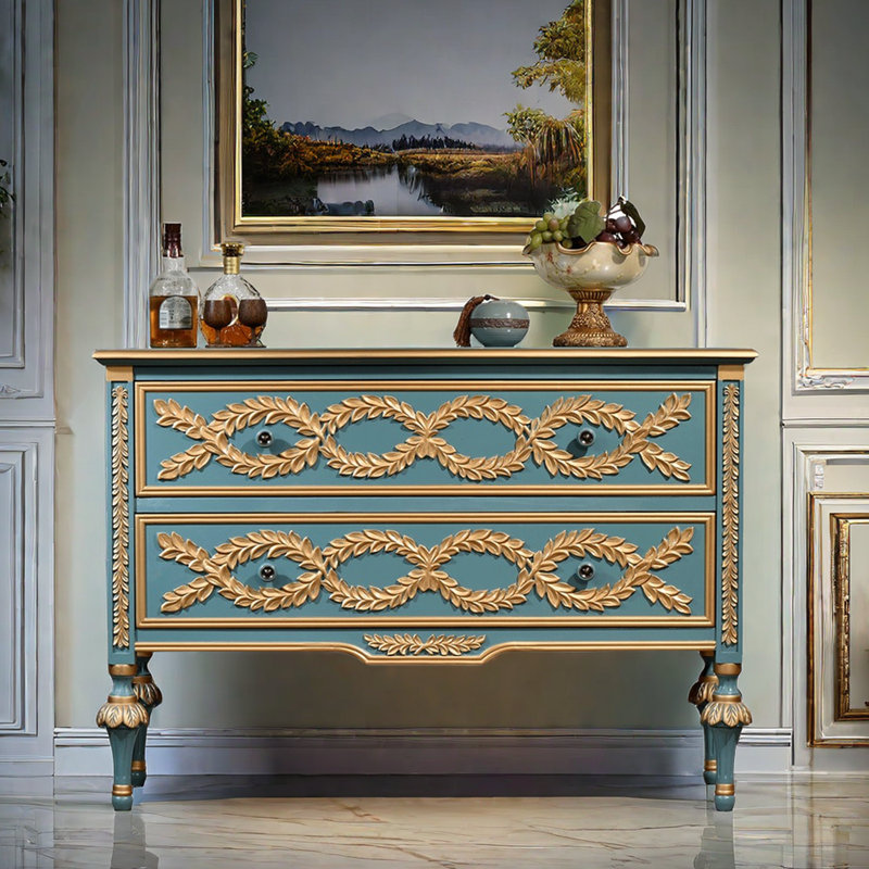 Armoire décorative American, Bleu, Bronze antique