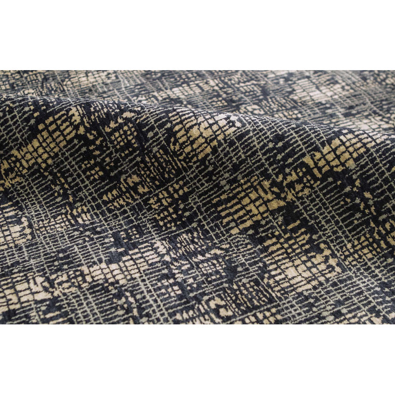Hand-Knotted High-Quality Charcoal and Beige Area Rug