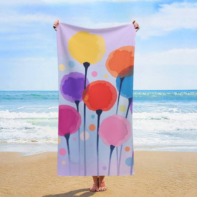 Serviette de plage en microfibre à séchage rapide aquarelle abstraite, 60 x 80 po