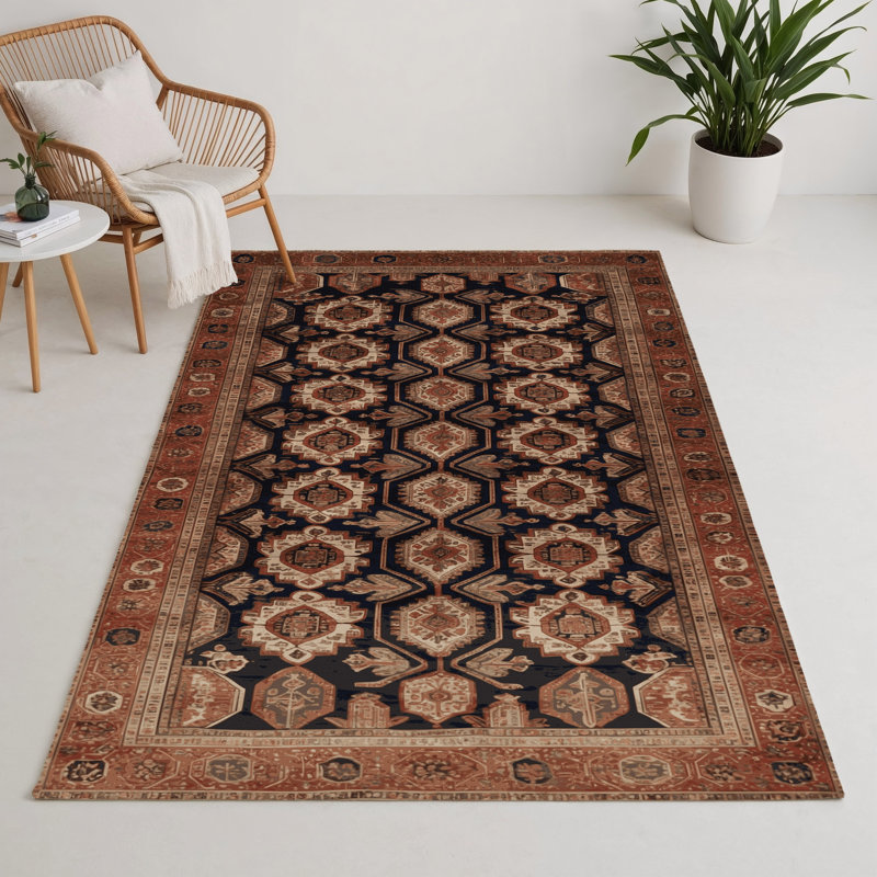 Tapis d'intérieur et d'extérieur brun Persian, Rectangle 5 pi x 7 pi