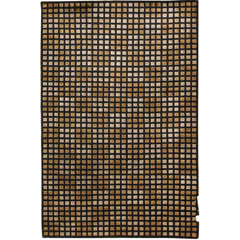 Hand-Knotted High-Quality Black and Taupe Area Rug