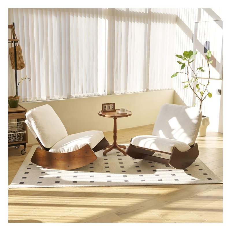 Chaise berçante Glider avec revêtement haut dossier, tissu blanc