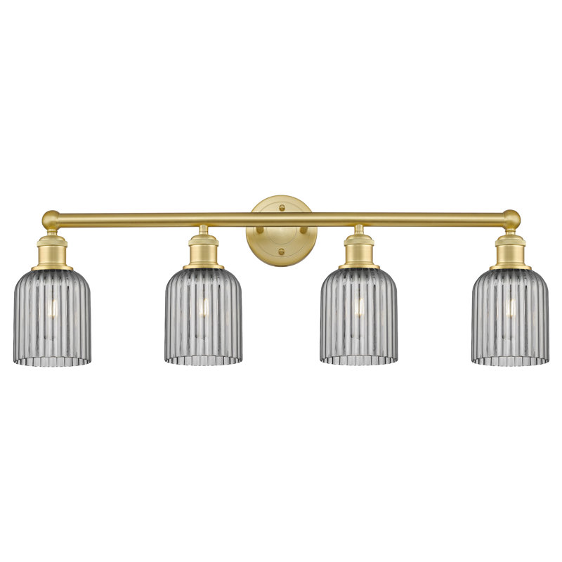 Fiennes 4 - Light Dimmable Vanity Light, Satin Gold, Smoke Gray