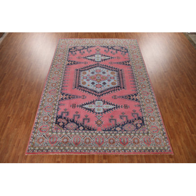 Pink Geometric Traditional Indian Large Rug 10x14