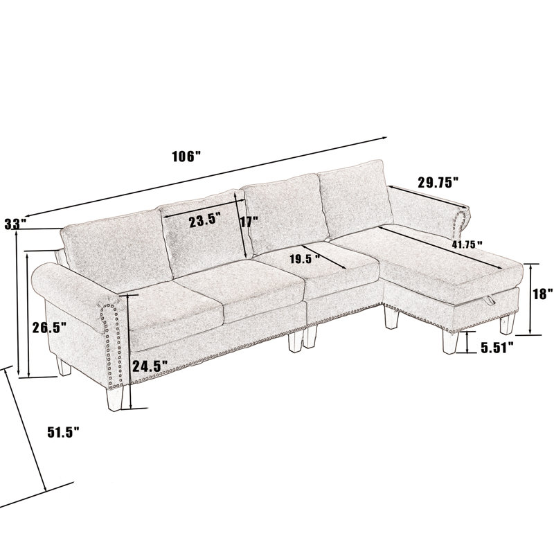 Canapé modulaire beige avec rangement - 4 rangements modernes pour le salon,, Beige