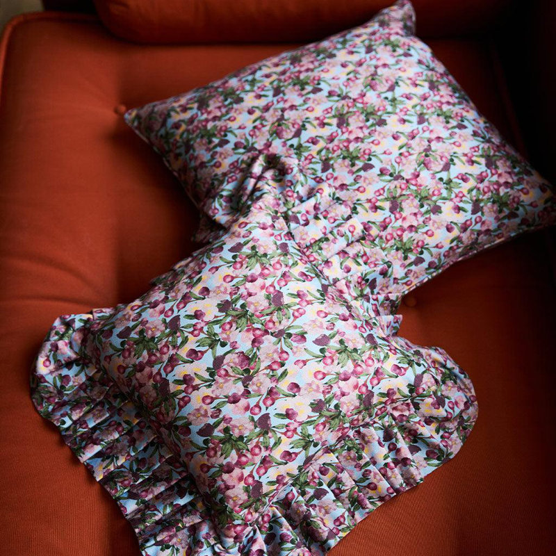 Ruffled Pillow Cover Romance is Dead, Blue