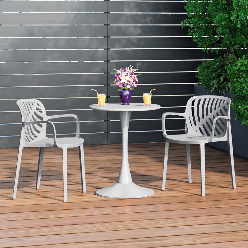 Ensemble repas extérieur 2 personnes, Gris, H 28,5 po x l 23,5 po x P 23,5 po, 2