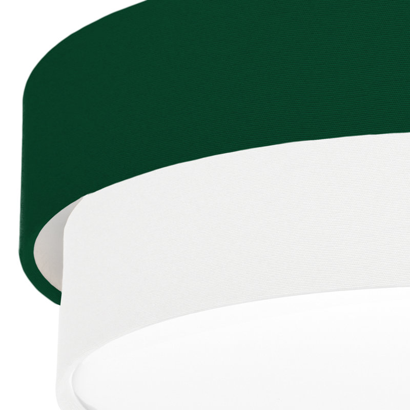 Avory Flush Mount, Dark Green / White