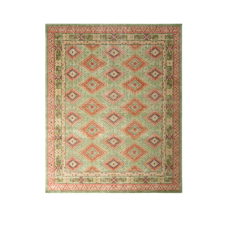 Distressed Homage Hand Knotted Wool Geometric Area Rug, Rectangle 10' x 14'