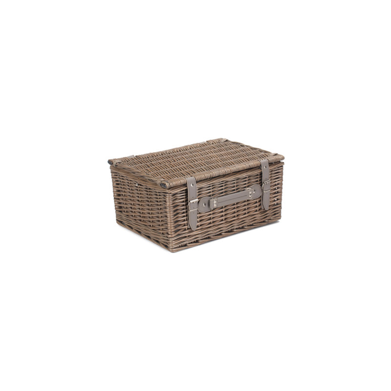 Wicker 2 Person Grey Tweed effect Fitted Picnic Hamper