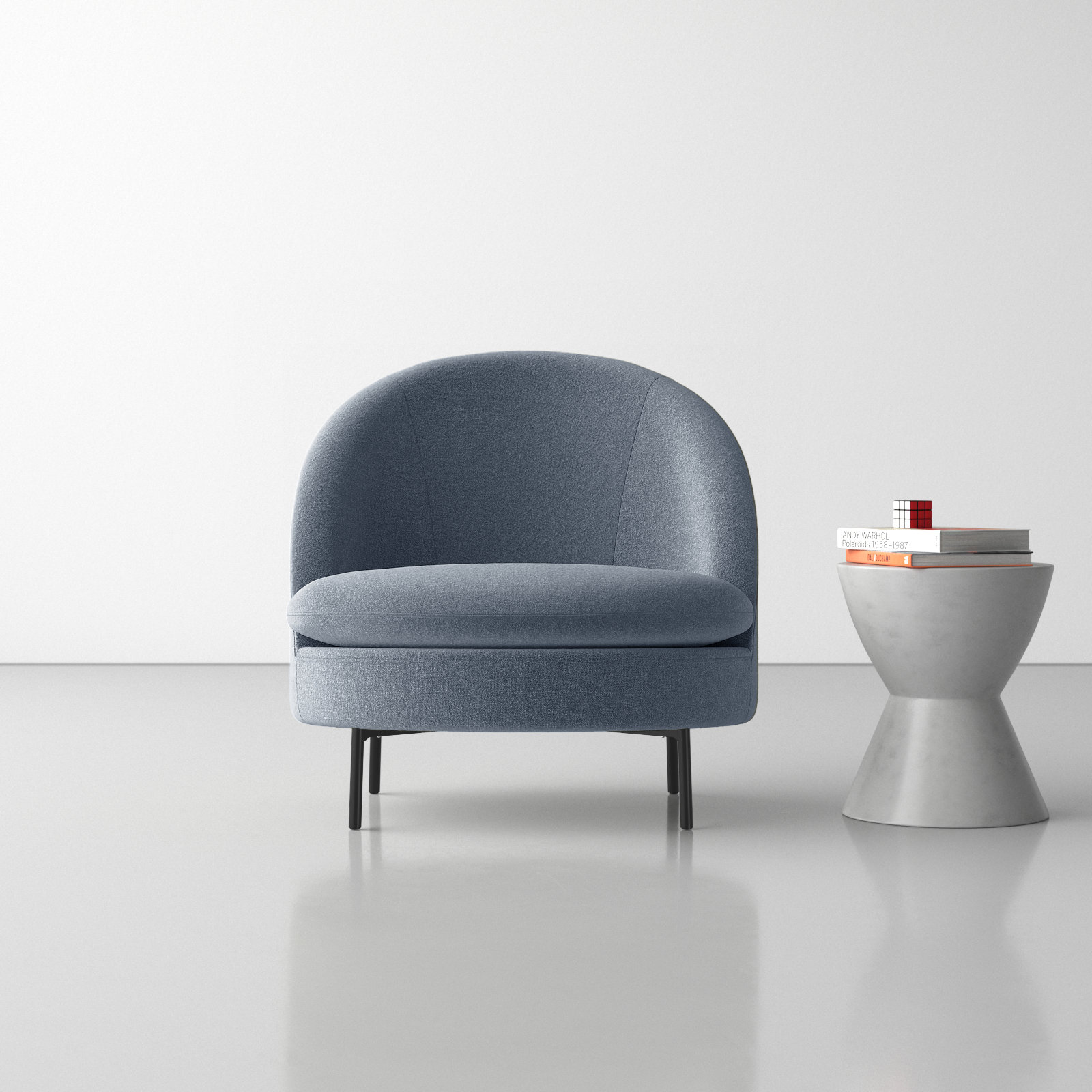 Catana Upholstered Barrel Chair, Nathan Capri Blue Tweed