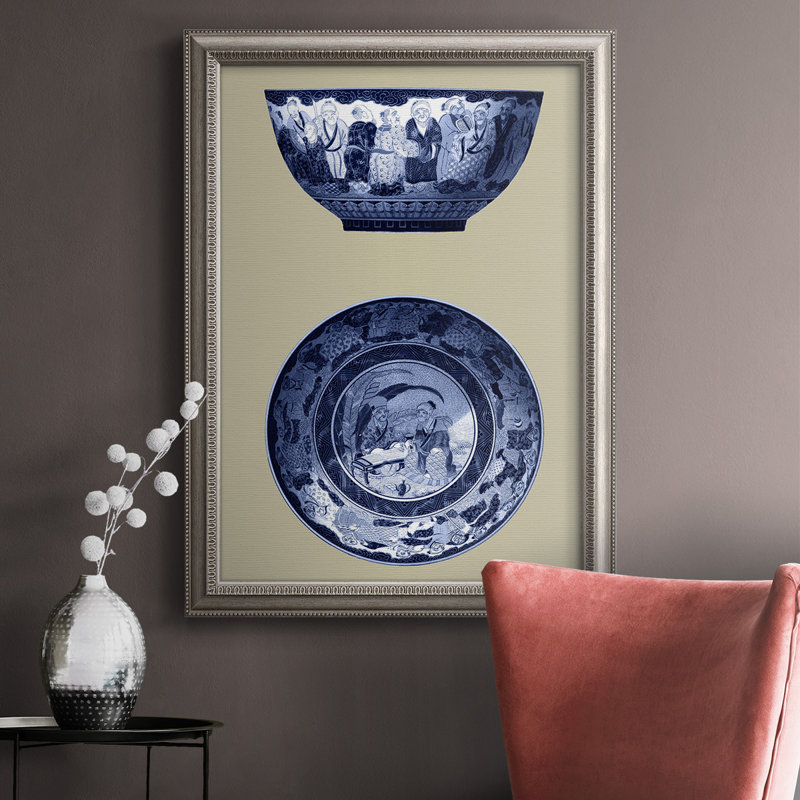 «Porcelain in Blue and White II», reproduction sur toile encadrée, H 20 po x l 16 po x P 2,5 po