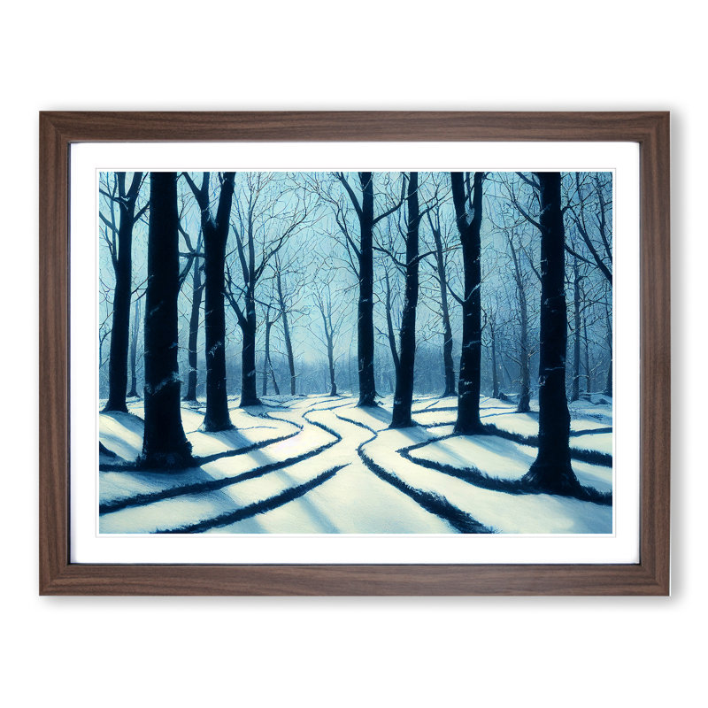 Joyous Winter Forest - Framed Print, 46cm H x 64cm W x 2cm D, Walnut