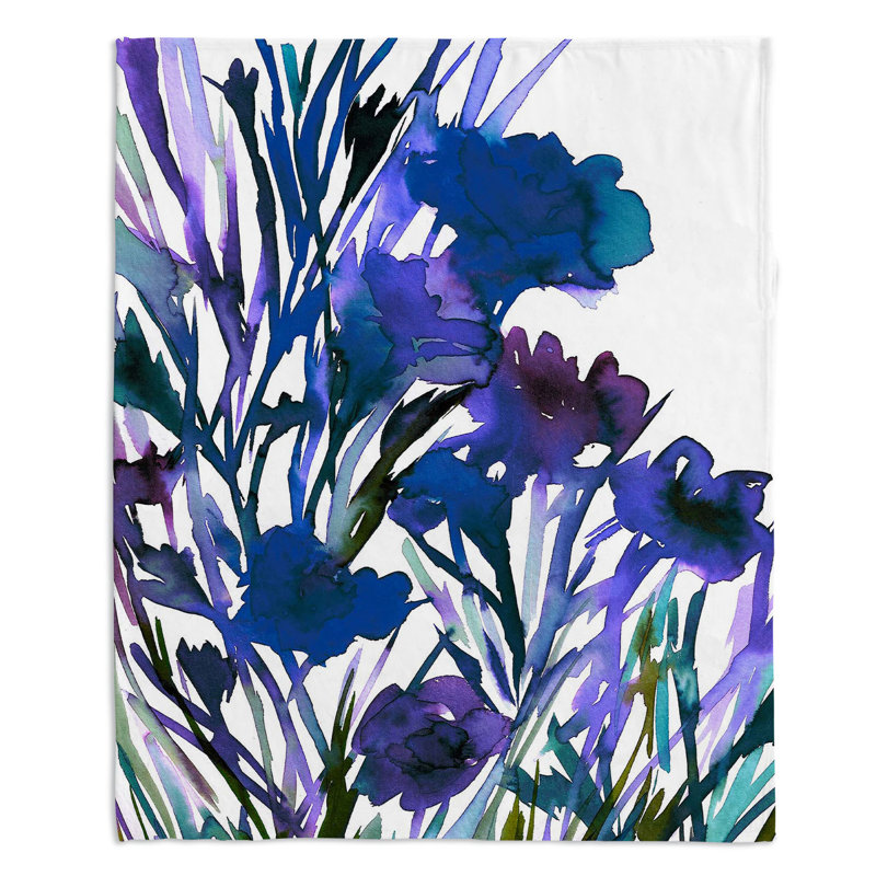 Couverture en sherpas de pétales bleu doux, l 51 po x L 60 po
