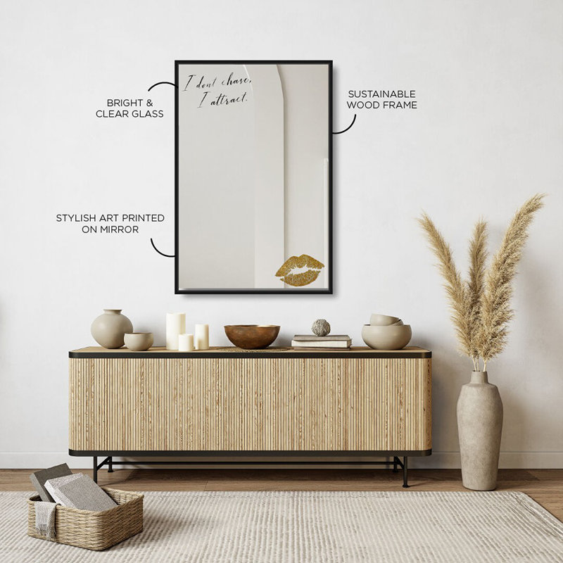 I Attract Fashion and Glam Framed Mirror by Oliver Gal, Black